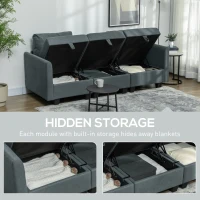 HOMCOM 'L' Shape Modular Storage Sofa - Dark Grey(m-5)