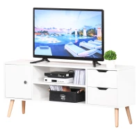 HOMCOM Mobile TV Moderno in Legno Bianco, Mobile Porta TV di Design per TV Max. 50" 120x28x44cm(m-10)