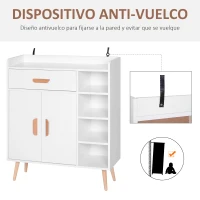 HOMCOM Aparador Buffet Armario Gabinete Consola Mueble Multiusos de Comedor Salón Baño Pasillo 80x29.5x96cm(m-5)