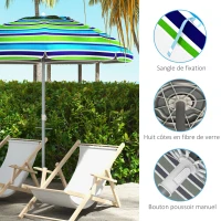 Outsunny Parasol de plage parasol inclinable rond parasol d'extérieur hauteur réglable protection UV40 sac de transport inclus(m-8)