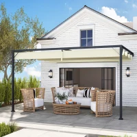 Outsunny 4 x 3 m Pergola, with Sliding Canopy - Cream(m-8)