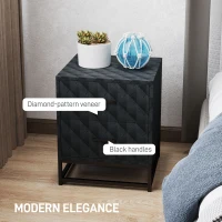 HOMCOM Bedside Tables Set of 2, Modern Bedside Table Nightstand with 2 Drawers, Bedside Cabinet Sofa Side Table with Storage, Steel Legs for Bedroom, Living Room, Black(m-4)