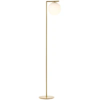 HOMCOM Lampadaire design néo-rétro globe en verre blanc opaque max. 40 W métal doré(m-1)