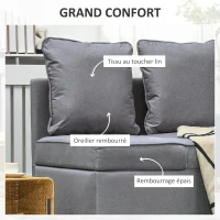 HOMCOM Banquette fauteuil chauffeuse convertible en lit d'appoint 1 place dossier inclinable 5 positions avec 2 coussins gris(m-4)