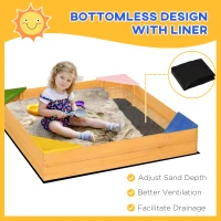 Outsunny Kids Wooden Sand Pit, Children Sandbox, with Four Seats, Non-Woven Fabric, for Gardens, Playgrounds(m-4)
