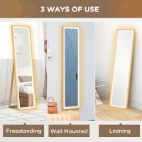 HOMCOM Full Length Mirror, with Adjustable Outer Light, Oak(m-7)