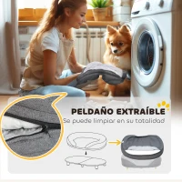 PawHut Sofá para Mascotas con Parte Superior Desmontable Funda Lavable y Patas de Madera Carga 25 kg 90x78x25 cm Gris(m-5)