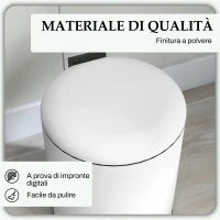 HOMCOM Bidone Immondizia a Pedale da 5L con Coperchio a Chiusura Morbida, in Metallo e PP, 26.5x21x28 cm, Crema(m-6)