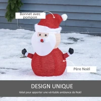 HOMCOM Père Noël Lumineux LED 51H cm - décoration de Noël LED - décoration Lumineuse de Noël - 30 LEDs 3 Clignotantes - Blanc Froid(m-4)