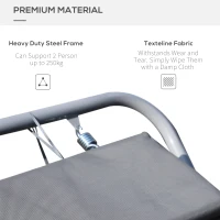 Outsunny Rocking Sun Lounger, Double Garden Lounger Sunbed with Headrest Pillows, Texteline Outdoor Rocking Chair Swing Hammock Daybed with Metal Frame for Patio, Terrace, 212 x 175 x 60 cm, Grey(m-6)