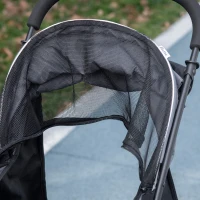 PawHut Poussette pour chien chat animaux de compagnie pliable 2 laisses roues EVA guidon réglable panier 83 x 55 x 101 cm gris(m-9)