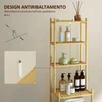 HOMCOM Mobile Scaffale Bagno a 7 Ripiani Portaoggetti in Bambù, 44x33x180 cm, Color Legno(m-5)