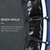 HOMCOM Trampolino Elastico per Bambini da 3 Anni Ø140cm con Rete di Protezione e Corde Bungee, Blu(m-7)