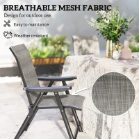 Outsunny Set of Four Folding Outdoor Chairs - Black/Grey(m-4)
