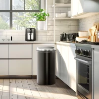 HOMCOM Stainless Steel Sensor Bin, 42L Kitchen Touch Bin, Automatic Trash Can with Inner Bucket, Soft Close, Dustbin, Black(m-9)