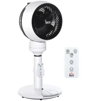 HOMCOM 9'' Air Circulator Fan 3 Speed 3 Mode, 70° Oscillation 90° Vertical Tilt, Height Adjustable, Remote Controller, for Living Room, Bedroom, Office, Black and White(m-1)