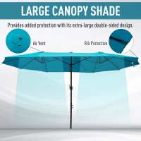 Outsunny 4.6m Double Garden Parasol - Sky Blue(m-4)