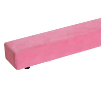 HOMCOM Poutre de gymnastique pliable poutre d'équilibre antidérapante 2,4 m revêtement daim rose(m-8)