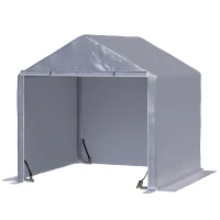 Outsunny Casetta da Giardino e Tenda Garage 2x2m per Auto e Bici, Acciaio e Copertura Anti-UV, Grigio(m-1)
