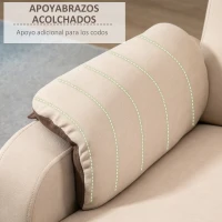 HOMCOM Sillón Relax Reclinable Manual Hasta 145° Tapizado en Poliéster con Reposapiés Retráctil Carga 120 kg para Salón Oficina Dormitorio 75x89x105 cm Marrón y Beige(m-7)