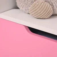 HOMCOM Panca Contenitore con Schienale in Legno per Bambini da 3-6 Anni, 60x30x50 cm, Rosa(m-7)
