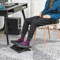HOMCOM Pedana Poggiapiedi da Scrivania o Ufficio, Antiscivolo con Altezza Regolabile (10-16.5cm) e Angolazione 0-30°(m-2)