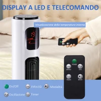 HOMCOM Ventilatore a Torre 45W a 3 Modalità e 3 Velocità con Timer da 12h, in ABS, Ø32 x 96A cm, Nero e Bianco(m-6)