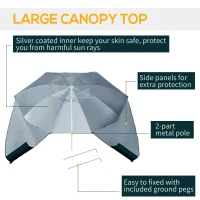 Outsunny 2m UV Protection Fishing Beach Umbrella Brolly Shelter w/ Side Panel Tent Green(m-6)