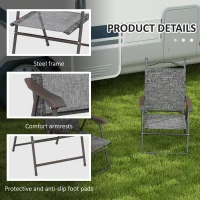 Outsunny Set of Two Folding Garden Chairs, with Fabric Mesh Seats - Grey(m-6)