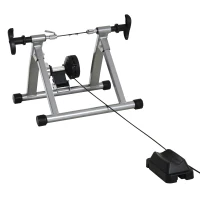 HOMCOM Rodillo de Bicicleta Entrenamiento Plegable con Resistencia Magnética Ajustable de 5 Niveles para Ruedas de 700C o 26-28 Pulgadas para Interior 54,5x47,2x39,1 cm Plata(m-7)