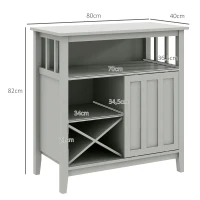 HOMCOM Meuble buffet avec range bouteille, porte coulissante, 2 rangées porte-verre et niche ouverte 80L x 40l x 82H cm(m-3)