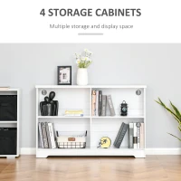 HOMCOM Wooden Cube Bookcase, 2 Tier Open Storage Shelving Unit with 4 Compartments, Freestanding Display Bookshelf for Home Office Living Room Furniture, 118 x 29 x 76cm, White(m-5)