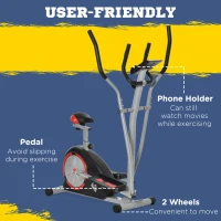 HOMCOM Elliptical Trainer Cardio Workout Exercise Bike Cross Trainer with 6KG Flywheel, Magnetic Resistance, LCD Digital Monitor, Great for Home Office Gym, Black(m-7)