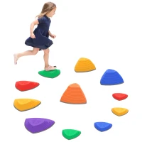 ZONEKIZ 11 Pieces Stepping Stones Kids Balance River Stones Indoor Outdoor Obstacle Course, Sensory Play, Stackable(m-1)