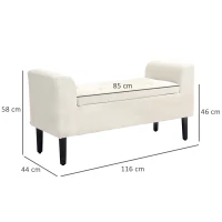 HOMCOM Banc coffre de rangement capitonné avec accoudoirs pour la chambre à coucher, entrée, salon, beige(m-3)