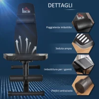 HOMCOM Panca Pesi Multifunzione per Palestra, Pieghevole e Regolabile 145x55x41-114cm - Nero(m-7)