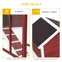 PawHut Rabbit Hutch Outdoor Wooden Guinea Pig Hutch Rabbit Run Bunny Cage Small Animal House Pull-Out Tray, Brown, 122 x 62.6 x 92 cm(m-7)