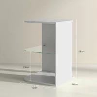 HOMCOM Modern Side Table Set of 2, Three Layer Bedside Table Nightstand with 2 Storage Shelves, for Living room, Bedroom, White(m-3)