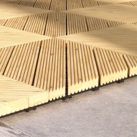 Outsunny 27 Pcs Wooden Interlocking Decking Tiles, 30 x 30 cm Anti-slip Outdoor Flooring Tiles, 0.81㎡ per Pack, All Weather Use for Patio, Balcony, Terrace, Hot Tub, Yellow(m-9)