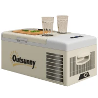 Outsunny 16L Portable Car Fridge, -20℃ to 10℃ Adjustable Temperature - Khaki/Grey(m-11)