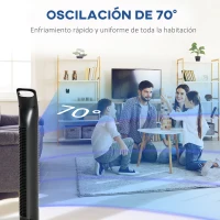 HOMCOM Ventilador de Torre con Control Remoto con 3 Velocidades y Modos de Función con Temporizador de 7,5h Ø18x78,5cm Negro(m-5)