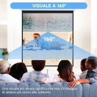 HOMCOM Telo per Proiettore 85" Rapporto 1:1, Fissaggio a Muro e Soffitto per Casa e Ufficio, Bianco(m-5)