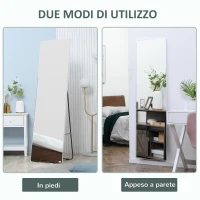 HOMCOM Specchio da Terra e Parete con Struttura in Alluminio per Camera, Ingresso e Bagno, 45x37x158.5cm(m-5)