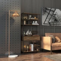 HOMCOM Seven-Shelf Industrial Display Shelf, with Drawers - Brown/Black(m-8)