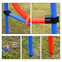 PawHut Agility sport pour chiens équipement complet obstacles et entrainement 11 pièces parcours agility chien avec sac de transport acier rouge et bleu(m-8)