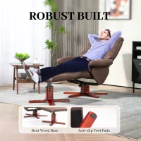 HOMCOM Faux Microfibre Leather Manual Recliner and Footstool Set - Dark Brown(m-7)