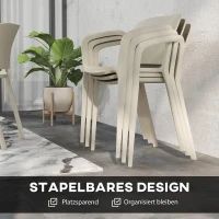 Outsunny Zestaw 4 Wodoodpornych Krzeseł Ogrodowych Stosowalnych z Podłokietnikami i Oparciem, Do 120 kg(m-5)