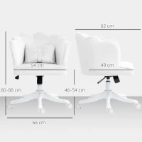HOMCOM Velvet-Feel Petal Back Office Chair - White(m-3)