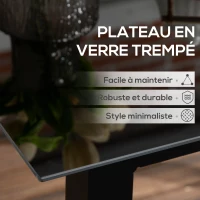 Outsunny Table de jardin carrée pour 4 personnes avec plateau en verre trempé et cadre en aluminium 80 x 80 x 74 cm noir(m-4)
