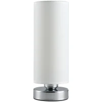 HOMCOM Lampe de table tactile dim. Ø 10,8 x 30H cm piètement métal chromé abat-jour coton polyester blanc(m-8)